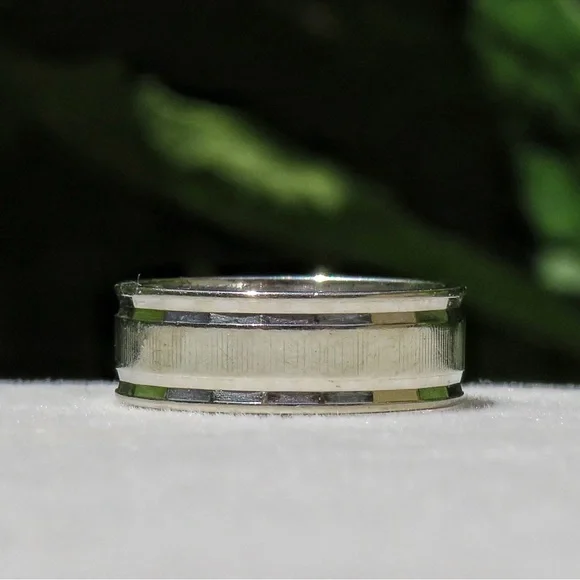 Vintage 14k White Gold Orange Blossom Ring Band 6mm Size 5 3.88g - Picture 4 of 9